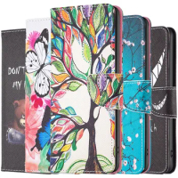 40SE Flip Case For TCL 40 SE Case Painted Pattern Leather Cases on For Etui TCL40SE TCL 405 30 SE 305 306 Stand Phone Cover Capa