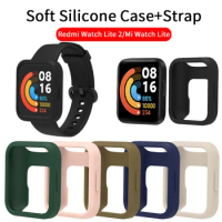 Strap+case for Redmi Watch 2 Lite Smart Watch Protective Case Silicone Wristband Bracelet Band for Mi Watch Lite Accessories