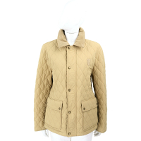 BURBERRY 巴寶莉 燈芯絨領格紋襯裡尼龍衍縫卡其色巴恩風外套 夾克