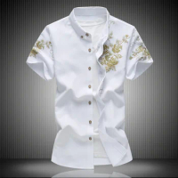 MYAZHOU Summer Men's Large Size Shirt 4XL 5XL 6XL 7XL, High Quality Casual Short Sleeve mens Shirt , Brands Printed Shirts Men