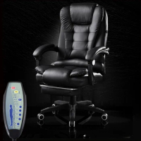 Office Boss Chair PU Leather Rotatable Lift Massage Chair With Footrest Household Reclining Chair Ergonomic Computer Armchair