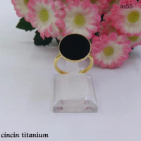 Cincin wanita asli titanium permata hitam