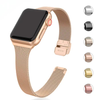 Slim Metal strap for Apple Watch Band 44mm 40mm 45mm 41mm 42 38mm Bracelet for iwatch Series 7 6 SE 5 4 3 Accessories