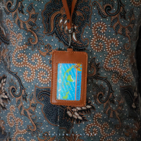 Name Tag ID Card Kulit Holder Lanyard Name Tag ID Card Kulit 2 slot Tali
