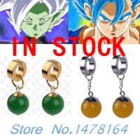 Anime DBZ Super Ball Dragon Black Son Goku Zamasu Vegetto Time Earring Ear Clips Vegeta Cosplay Merch Green Yellow Earrings Prop