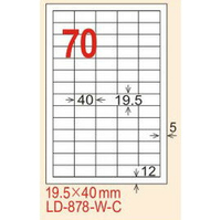 【龍德】LD-878(直角) 雷射、影印專用標籤-紅銅板 19.5x40mm 20大張/包