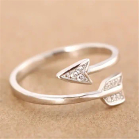Women Fashion Arrow Crystal Rings Adjustable Engagement Ring Arrow Women