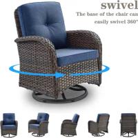 Belord Patio Wicker Chairs Swivel Rocker - Outdoor Swivel Rocking Chairs Set of 2 with Rattan Side Table, Patio Swivel