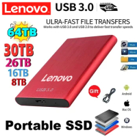 Lenovo Portable High-speed 2TB SSD 8TB External Hard Drive Mass Storage USB 3.0 Interface Storage for Laptops Computer Notebook