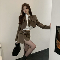 jk制服套裝辣妹女團風御姐網紅氣質韓系學院風西裝三件套春秋甜酷
