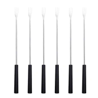 6Pcs 10.2 Inch Stainless Steel Fondue Forks Cheese Fork Fruit Forks With Heat-blocking Handle For Hot Pot Barbecue Kitchen Tools