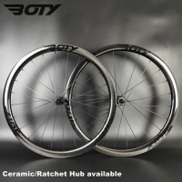 BOTY Road Disc Brake 700C Carbon Wheelset Clincher/Tubeless/Tubular Bicycle Racing Wheels Ceramic/Ratchet Hub available