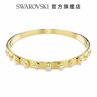 【SWAROVSKI 官方直營】Numina 手鐲 混合圓形切割 白色 鍍金色色調