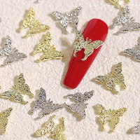 20PCS Gold Silver Alloy 3D Nail Art Butterfly Charms Accessories Nails Decorations Products Manicure Supplies Materials