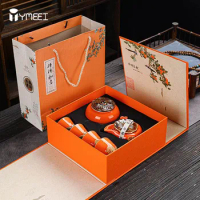 YMEEI Creative Persimmon Ruyi Travel Kungfu Tea Set Ceramic Chinese Wedding Tea Set One Pot Four Cups With Gift Box