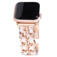 Bracelet For Apple Watch Band 38mm 40mm 41mm Leather Strap iWatch Series 7 6 Se 5 4 3 2 1 42mm 44mm 45mm Metal Link Wristband