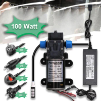 100 Watt DC 12V Water Diaphragm Pump Kit Self Priming 3/8'' Connection w/ 10A 120W Power Supply Adapter 2.6M Long Brass Wire