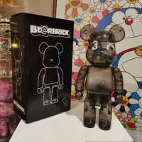 New Sell Bearbrick 400% 28cm 3 X Black Feather Pvc Action Figures Blocks Doll Decoration Models Toys Christmas Gifts