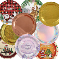 Disposable Paper Tableware Set Christmas Party Birthday Gathering DIY Hand-painted Picnic Bone Plate
