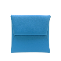 【二手名牌BRAND OFF】HERMES 愛馬仕【再降價】藍色 Epsom皮革 Bastia 零錢包 銀扣 B刻