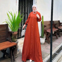 Gamis Twil Polos Bahan Rayon Super Premium Model Kekinian full kancing depan Pekalongan Batik Motif 