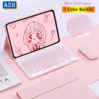 ASH Backlit Keyboard Mouse Case for OPPO Pad Air 10.36" 2022 Tablet Leather Stand Full Body Cover for OPPO Pad Air 10.36 inch