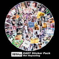 101Pcs/Set KPOP LE SSERAFIM EASY New Album HD Photo Print Stickers Eunchae Chaewon Kazuha Hand Account Cup Phone Guitar Decals