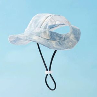 可愛露耳朵可調節透氣防曬遮陽小型犬貓咪帽子夏天寵物狗狗漁夫帽