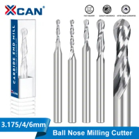 XCAN 2 Flute Ball Nose End Mill3.175/4/6mm Shank CNC Router Bit Carbide End Mill Spiral Milling Cutter for Woodworking