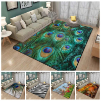 Peacock Feather Carpets for Living Room Africa Area Rug Animal Rugs 3D Printed Rugs for Bedroom Soft Non Slip Modern Carpet