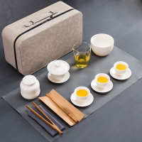茶藝教學表演套組德化白瓷旅行功夫茶具套裝便攜包陶瓷茶壺茶杯