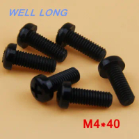 100pcs/lot M4*40mm Black Round head cross nylon screws, pan head plastic screws, plastic bolts.