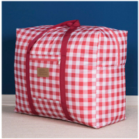 收納袋搬家袋（紅色格子）（中號43*33*18cm（適合衣物）） 