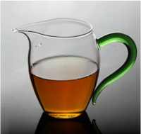高硼硅耐高溫玻璃玲瓏公道杯綠把彩把茶海耐熱公道盅琉璃功夫茶具