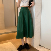 工裝半身裙女高腰傘裙夏季新款中長款a字裙小個子白色長裙子