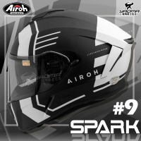 Airoh安全帽 SPARK #9 消光黑白 全罩帽 內置墨鏡 內鏡 耳機槽 雙D扣 內襯可拆 全罩 耀瑪騎士機車部品