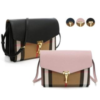 【BURBERRY 巴寶莉】HOUSE 經典英系格紋拼接翻蓋斜背包(多色選)