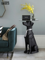 創意落地大擺件動物狗狗玻璃茶幾客廳樣板房現代簡約家居軟裝飾品