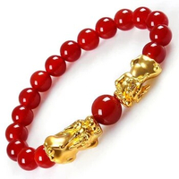 Feng Shui bracelets for Lucky Fortune 3D Imitation Gold Pixiu Charms Natural Stone Beads Bracelet