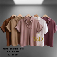 Blouse wanita polos lengan pendek atasan kemeja kasual terbaru Shakila Twill Baju Casual Kerja Santa