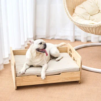 Elevated Solid Wood Pet BedIdeal For Small To Medium Dogs Year Round Comfort Raised Teddy Bear And Cat Bed