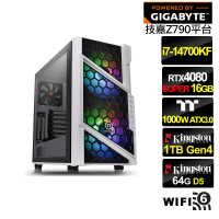 【技嘉平台】i7廿核GeForce RTX 4080S{戰慄公爵}水冷電競電腦(i7-14700KF/Z790/64G/1TB/WIFI)