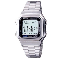 CASIO 時尚都會數字錶(A178WA-1)-銀/32.5mm