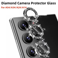 Diamond Lens Protector Glass For Samsung Galaxy A54 A34 Camera Metal Lens Ring Case for Samsung A 34 A14 A24 A 54 Lens Cover