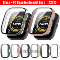 Glass + Case for Amazfit Bip 5 A2215 PC All-around Bumper Protective Cover Screen Protector for Amazfit Bip5 Accessories