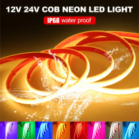 【HOT stock LED light string】 12V 24V IP68 Waterproof COB Neon Strip Hight Bright 320Leds/M Yellow/Pi