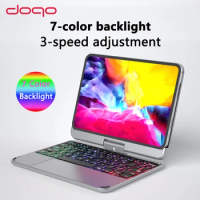 DOQO Keyboard Case For ipad Mini 6 6th 2021 7 Colors Backlit Magic Keyboard Cover With Trackpad Korean Portuguese Arabic Russian