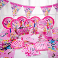 My Little Pony Pink Cartoon Party Supplies Napkins Tablecloth Cups Plates Balloons Pony Theme Baby Shower Birthday navidad