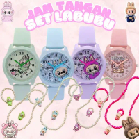 PROMO Jam Tangan Set Anak Kalung Gelang dan Cincin Labubu Viral Jam Tangan Labubu Anak