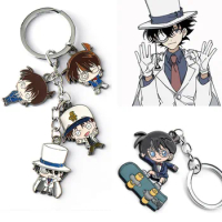 Anime cosplay Detective Conan keychain Cartoon figure Conan Edogawa Hattori Heiji KID car keyring jewelry fans gifts